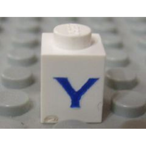Деталь LEGO 3005ptYs Brick 1 x 1 with Blue Capital Letter Y Pattern (Serif Font)