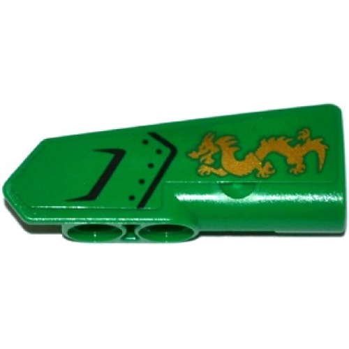 Деталь LEGO 11946pb013 Technic, Panel Fairing #21 Very Small Smooth, Side B with Air Intake and Gold Dragon Pattern (Sticker) - Set 70755