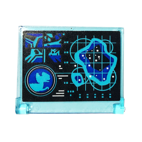 Деталь LEGO 60603pb016 Glass for Window 1 x 4 x 3 - Opening with Display with Dinosaur Scan Pattern (Sticker) - Set 75931