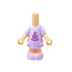 Micro Doll, Body with Molded Lavender Short Layered Dress and Shoes and Printed Medium Lavender Pine Tree with Face, White Collar Pattern Micro Doll, Body with Molded Lavender Short Layered Dress and Shoes and Printed Medium Lavender Pine Tree with Face, White Collar Pattern