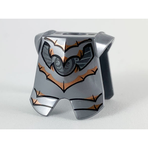 Деталь LEGO 2587pb35 Minifigure Armor Breastplate with Leg Protection with Copper Bats and Pearl Dark Gray Trim Pattern