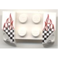 Vehicle, Mudguard 2 x 4 with Headlights Overhang with Checkered Flame Pattern on Both Sides (Stickers) - Set 8121 Vehicle, Mudguard 2 x 4 with Headlights Overhang with Checkered Flame Pattern on Both Sides (Stickers) - Set 8121
