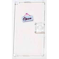 Door 1 x 4 x 6 with Stud Handle with Magenta 'OPEN' on Bright Light Blue Sign Pattern (Sticker) - Set 41119 Door 1 x 4 x 6 with Stud Handle with Magenta 'OPEN' on Bright Light Blue Sign Pattern (Sticker) - Set 41119