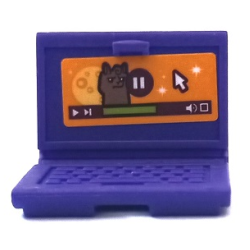 Minifigure, Utensil Computer Laptop with Alpaca, Pause Symbol and Mouse Cursor on Orange Screen Pattern (Sticker) - Set 41432 Minifigure, Utensil Computer Laptop with Alpaca, Pause Symbol and Mouse Cursor on Orange Screen Pattern (Sticker) - Set 41432