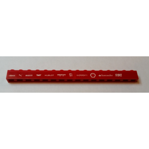 Деталь LEGO 2465pb19R Brick 1 x 16 with 'MAHLE' Puma Logo, 'PIRELLI', 'TNT', 'HUBLOT', 'WEICHAI', ups Logo, 'KASPERSKY lab', Shell Logo, 'Santander' and 'FIAT' Pattern (Stickers) - Set 75913