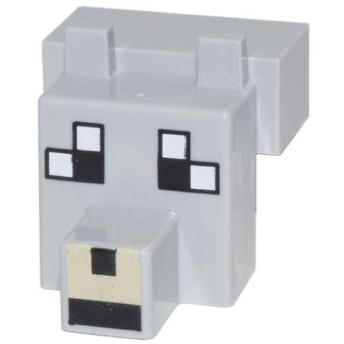 Деталь LEGO 20308pb04 Creature Head Pixelated with Snout with Black and White Eyes Large, Tan Muzzle Pattern (Minecraft Tamed Wolf)