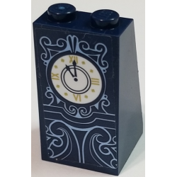 Slope 75 2 x 2 x 3 - Solid Studs with Gold, White and Medium Azure Grandfather Clock on Dark Blue Background Pattern (Sticker) - Set 41146 Slope 75 2 x 2 x 3 - Solid Studs with Gold, White and Medium Azure Grandfather Clock on Dark Blue Background Pattern (Sticker) - Set 41146