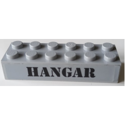 Brick 2 x 6 with Black 'HANGAR' Pattern (Sticker) - Set 60103