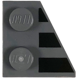 Wedge, Plate 2 x 2 Right with 3 Black Stripes Pattern Wedge, Plate 2 x 2 Right with 3 Black Stripes Pattern