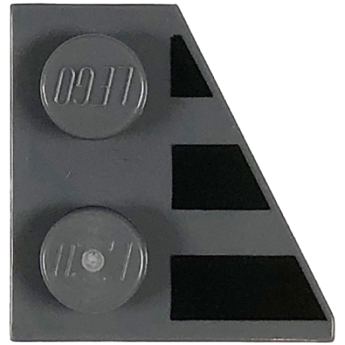 Деталь LEGO 24307pb01 Wedge, Plate 2 x 2 Right with 3 Black Stripes Pattern