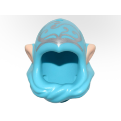 Mini Doll, Headgear Hood Cowl Pointed Top with Light Nougat Elf Ears and Silver Elves Tribal Pattern Mini Doll, Headgear Hood Cowl Pointed Top with Light Nougat Elf Ears and Silver Elves Tribal Pattern