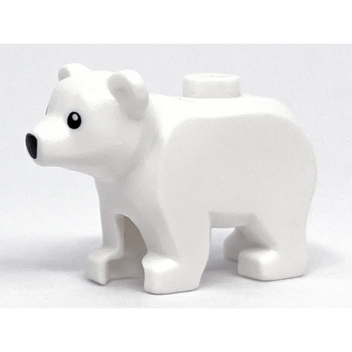 Деталь LEGO 3381pb01 Bear, Baby Cub with Black Eyes and Nose Pattern (Polar Bear)