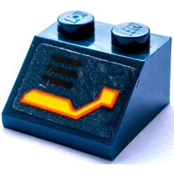 Slope 45 2 x 2 with Bright Light Yellow and Orange Circuitry and and Black Air Vent Lines Pattern Model Left Side (Sticker) - Set 70357 Slope 45 2 x 2 with Bright Light Yellow and Orange Circuitry and and Black Air Vent Lines Pattern Model Left Side (Sticker) - Set 70357