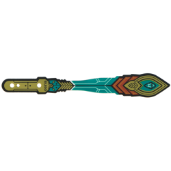 Plastic Part for Set 80045 - Streamer / Tassel with Gold, Red, and Dark Turquoise Surface Pattern