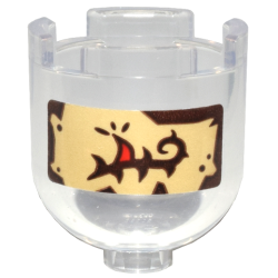 Brick, Round 2 x 2 x 1 2/3 Dome Top with Reddish Brown and Tan Label and Vine with Red Thorn Pattern (Sticker) - Set 76431