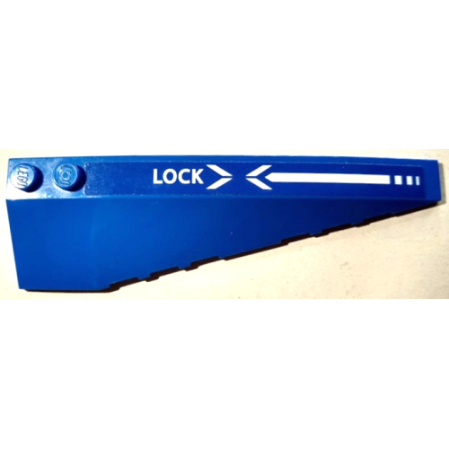 Деталь LEGO 50956pb056 Wedge 10 x 3 Right with White 'LOCK' and Arrows Pattern (Sticker) - Set 70668
