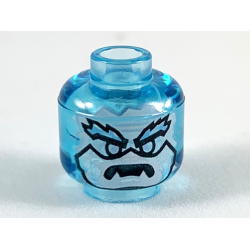 Minifigure, Head Alien White Face, Medium Azure Eyebrows, and Lower Fangs Pattern