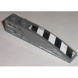 Slope, Curved 6 x 1 with 2 Studs with Black and White Danger Stripes and Hatch Pattern Model Left (Stickers) - Set 8211 Slope, Curved 6 x 1 with 2 Studs with Black and White Danger Stripes and Hatch Pattern Model Left (Stickers) - Set 8211