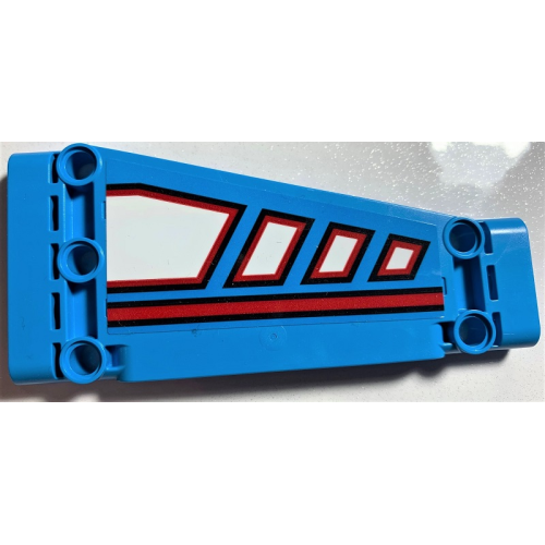 Деталь LEGO 18945pb009R Technic, Panel Plate 5 x 11 x 1 Tapered with Red Line and White Polygons Outlined in Red Pattern Model Right Side (Sticker) - Set 42070