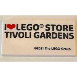 Tile 2 x 4 with 'I Heart LEGO STORE TIVOLI GARDENS' Pattern