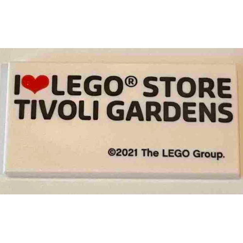 Деталь LEGO 87079pb1061 Tile 2 x 4 with 'I Heart LEGO STORE TIVOLI GARDENS' Pattern