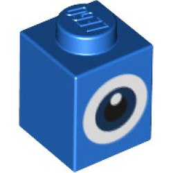 Brick 1 x 1 with Dark Blue and White Eye with Black Pupil Pattern (Super Mario Penguin)