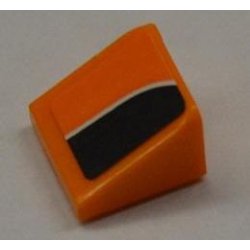 Slope 30 1 x 1 x 2/3 with White Line on Orange and Black Pattern Model Right (Sticker) - Set 8125