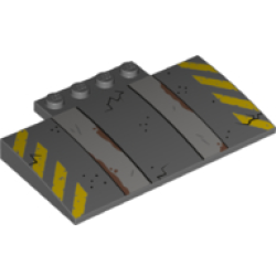 Slope, Curved 5 x 8 x 2/3 with 4 Studs with Ramp and Yellow Danger Stripes Pattern Slope, Curved 5 x 8 x 2/3 with 4 Studs with Ramp and Yellow Danger Stripes Pattern