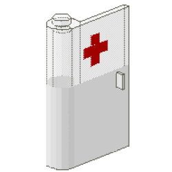 Door 1 x 3 x 4 Left with Window and Red Cross Pattern, Upper