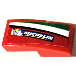 Slope, Curved 2 x 1 x 2/3 with Michelin Logo and Black, Green and White Stripes Pattern Model Right Side (Sticker) - Set 75889 Slope, Curved 2 x 1 x 2/3 with Michelin Logo and Black, Green and White Stripes Pattern Model Right Side (Sticker) - Set 75889