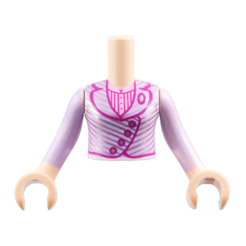 Деталь LEGO FTGpb495c01 Torso Mini Doll Girl Lavender Jacket with Metallic Pink Stripes and Magenta Trim over Bright Pink Shirt Pattern, Light Nougat Arms with Hands with Lavender Long Sleeves