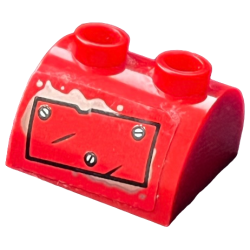 Slope, Curved 2 x 2 Double with 2 Hollow Studs with Metal Plate with Black Outline, 3 Screws and Oil Splotches Pattern (Sticker) - Set 76054 Slope, Curved 2 x 2 Double with 2 Hollow Studs with Metal Plate with Black Outline, 3 Screws and Oil Splotches Pattern (Sticker) - Set 76054