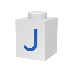 Brick 1 x 1 with Blue Capital Letter J Pattern