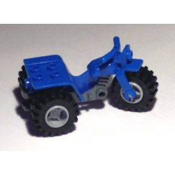 Tricycle with Dark Bluish Gray Chassis and Light Bluish Gray Wheels - Notched Holes on Rear Wheels - Blue Tricycle with Dark Bluish Gray Chassis and Light Bluish Gray Wheels - Notched Holes on Rear Wheels - Blue