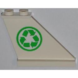Tail 4 x 1 x 3 with Recycling Arrows on Right Side Pattern (Sticker) - Set 4432