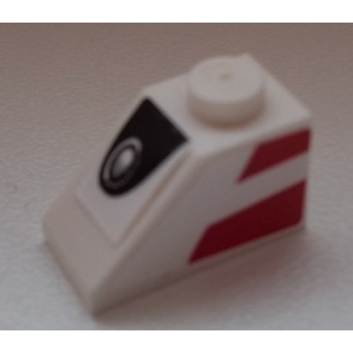 Деталь LEGO 3040pb021L Slope 45 2 x 1 with Headlight and 2 Red Stripes on Side Pattern Model Left Side (Stickers) - Set 75876