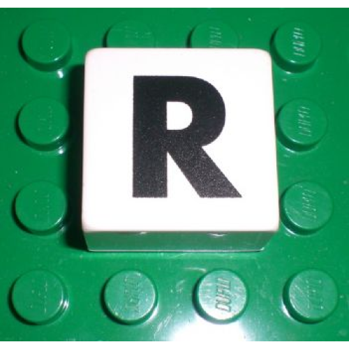 Деталь LEGO 2756pb326 Duplo, Tile 2 x 2 x 1 with Black Capital Letter R Pattern