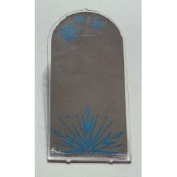 Glass for Door Frame 1 x 6 x 7 Arched with Notches and Rounded Pillars with Mirror and Metallic Light Blue Ice Crystal and Snowflakes Pattern (Sticker) - Set 41168