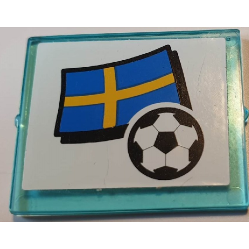 Деталь LEGO 3855pb031 Glass for Window 1 x 4 x 3 with Flag of Sweden and Soccer Ball on White Background Pattern (Sticker) - Set 3405