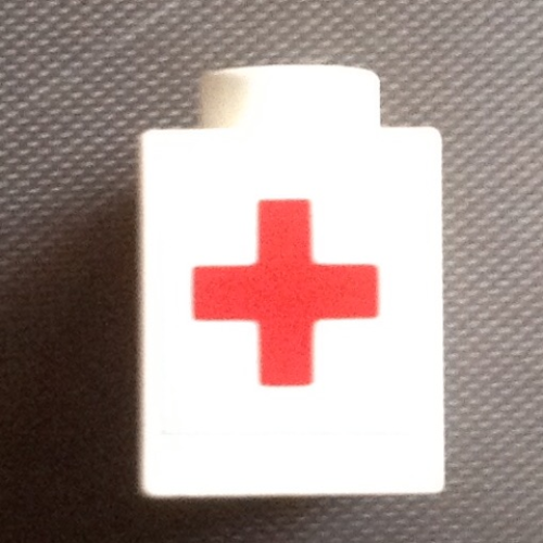 Деталь LEGO 3005pb036 Brick 1 x 1 with Red Cross Pattern (Sticker) - Set 623