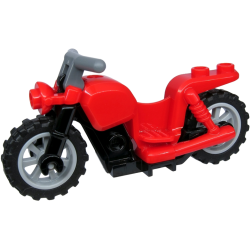 Motorcycle Chopper with Black Frame, Light Bluish Gray Wheels, and Dark Bluish Gray Handlebars - Red Motorcycle Chopper with Black Frame, Light Bluish Gray Wheels, and Dark Bluish Gray Handlebars - Red