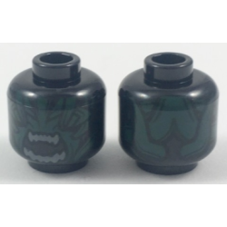 Minifigure, Head Alien with Dark Green Scales and Light Gray Teeth in Gaping Mouth Pattern
