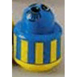 Primo Brick, Round Rattle 1 x 1 with Face with Moustache and Yellow Stripes Pattern