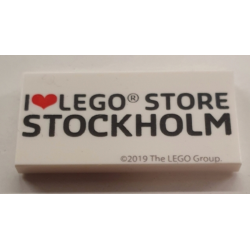 Tile 2 x 4 with 'I Heart LEGO STORE STOCKHOLM' Pattern