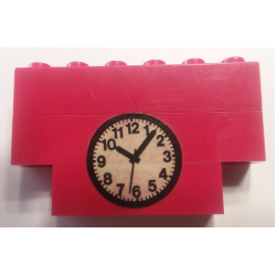 Stickered Assembly 6 x 1 x 3 with Clock Pattern (Sticker) - Set 590 & 374-1 - 2 Brick 1 x 6, 1 Brick 1 x 4 - Red Stickered Assembly 6 x 1 x 3 with Clock Pattern (Sticker) - Set 590 & 374-1 - 2 Brick 1 x 6, 1 Brick 1 x 4 - Red