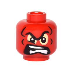 Minifigure, Head Alien with Black Eyebrows, Bright Light Yellow Eyes and Angry Open Mouth with Teeth Pattern