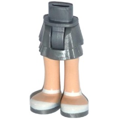 Деталь LEGO 92250c00pb11 Mini Doll Hips and Skirt Layered, Light Nougat Legs and White Shoes with Ankle Straps Pattern - Thick Hinge