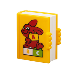 Duplo Utensil Book with Molded White Pages and Printed Red Rabbit with Bright Light Orange, Lime and White 'A, B, C' Alphabet Bricks Pattern