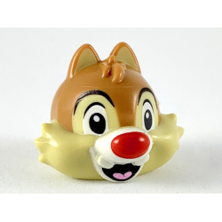 Minifigure, Head, Modified Chipmunk with Separated Teeth, Medium Nougat Hair and Red Nose Pattern (Dale) Minifigure, Head, Modified Chipmunk with Separated Teeth, Medium Nougat Hair and Red Nose Pattern (Dale)