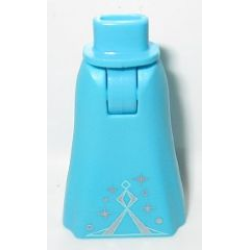 Mini Doll Hips and Skirt Full Length with Silver Pyramid Symbol, Stars and Dots Pattern - Thick Hinge